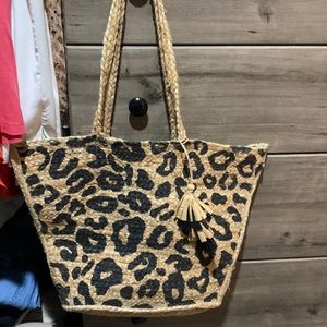 Time & Tru Cheetah Print Woven Bag